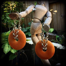 Load image into Gallery viewer, 00 gauge ear weights for stretching 10mm ear hangers Indian agate earrings Stone weights Plug earrings Hanging gauges Tunnel earrings 8mm 2g