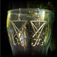 Load image into Gallery viewer, Lucifer earrings Sigil of Lucifer earrings Sigil jewelry Magick earrings Wicca Occult jewelry Temple of Set Plug earrings Tunnel earrings