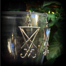 Load image into Gallery viewer, Lucifer earrings Sigil of Lucifer earrings Sigil jewelry Magick earrings Wicca Occult jewelry Temple of Set Plug earrings Tunnel earrings