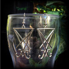 Load image into Gallery viewer, Lucifer earrings Sigil of Lucifer earrings Sigil jewelry Magick earrings Wicca Occult jewelry Temple of Set Plug earrings Tunnel earrings