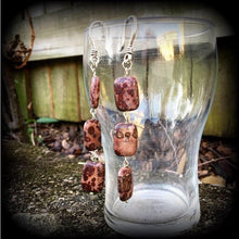 Load image into Gallery viewer, Chohua Jasper earrings Gemstone earrings Dangle earrings Plug earrings Tunnel earrings Hanging gauges Pierced ears Kidney hooks 3mm 4mm 5mm