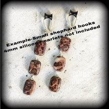 Load image into Gallery viewer, Chohua Jasper earrings Gemstone earrings Dangle earrings Plug earrings Tunnel earrings Hanging gauges Pierced ears Kidney hooks 3mm 4mm 5mm