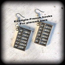 Load image into Gallery viewer, Abacus earrings Math jewelry Science earrings Nerd earrings Geek jewelry Accounting earrings Plug earrings Tunnel earrings 3mm 4mm 5mm 6mm