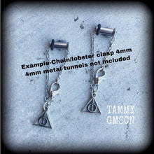 Load image into Gallery viewer, 4mm tunnel dangles 6mm plug dangles 8 gauge plug earrings Wizard earrings 6 gauge tunnel earrings Gauged earrings Hanging gauges Ear hangers