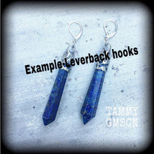Load image into Gallery viewer, Lapis Lazuli earrings Boho earrings Gemstone earrings Crystal earrings Lapiz Lazuli jewelry Blue earrings Tunnel earrings Plug earrings