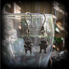 Load image into Gallery viewer, Robot earrings Asimov earrings AI earrings Robot jewelry Sci Fi earrings Pierced ears 3mm Plug earrings 4mm tunnel dangles Gauged earrings
