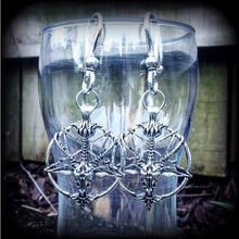 Load image into Gallery viewer, 2 gauge ear weights 6mm gauged earrings Baphomet Pentagram ear 0 gauge hangers Gauged earrings Plug dangles Tunnel dangles Hanging gauges