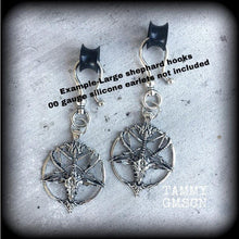 Load image into Gallery viewer, 2 gauge ear weights 6mm gauged earrings Baphomet Pentagram ear 0 gauge hangers Gauged earrings Plug dangles Tunnel dangles Hanging gauges