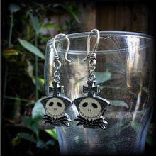 Load image into Gallery viewer, Halloween earrings Jack Skellington Earrings Nightmare Earrings Skeleton Earrings Jack and Sally Tim Burton earrings Pierced ears Gauges 8g