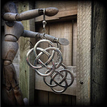 Load image into Gallery viewer, Celtic knot earrings Infinity earrings Charmed earrings Pagan earrings Irish earrings 2 gauge plug earrings Ear hangers 6mm tunnel dangles