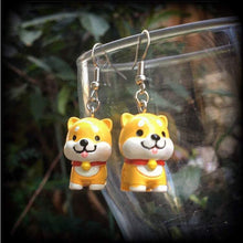 Load image into Gallery viewer, Dog earrings Shiba Inu earrings Kawaii Japanese Dog earrings Kitsch Japanese 8 gauge Tunnel earrings 3mm Plug earrings 6mm Pokemon earrings