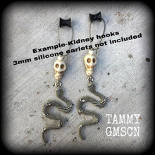 Load image into Gallery viewer, Damballah earrings Snake Serpent Stone Skull Voodoo Gauged earrings Loa earrings Dangle earrings Tunnel earrings Plugs Pierced ears 2g 4g 6g