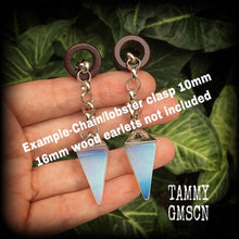 Load image into Gallery viewer, Moonstone ear weights, Opalite ear hangers, Tunnel dangles, Plug dangles, Hanging gauges, Plug weights, Tunnel weights, Gauged earrings 0g