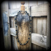 Load image into Gallery viewer, Loa necklace Voodoo necklace Bronze and stone necklace Ogoun necklace Vodou jewelry Santeria jewelry Voodoo jewelry Tribal jewelry Gothic