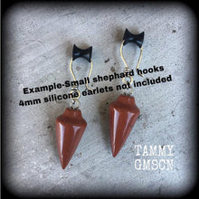 Load image into Gallery viewer, Red Jasper earrings Gemstone earrings Dangle earrings Blood moon earrings Crystal earrings Dangle earrings Pierced ears Kidney hooks 3mm 4mm