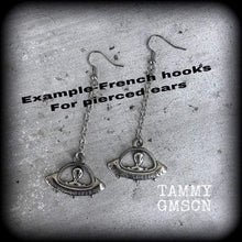 Load image into Gallery viewer, UFO earrings Alien earrings Space earrings Space ship earrings XFiles earrings Alien abduction Tunnel earrings Plug earrings Gauged earrings