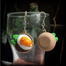 Load image into Gallery viewer, Egg earrings Japanese earrings Kawaii earrings Egg jewelry Lazy egg earrings 3mm tunnel dangles Hanging gauges Tunnel earrings Plug earring