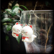 Load image into Gallery viewer, Cute fox earrings Kitsune earrings Kawaii Japanese Inari Fox earrings Kitsch Shinto earrings Japanese Tunnel earrings Oni Plug earrings2g 4g