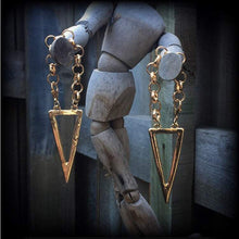 Load image into Gallery viewer, Geometric ear hangers Geometric Tunnel dangles Ear weights 10mm gauged earrings 8mm Plug dangles 0 gauge hanging gauges 8mm Tunnel triangle