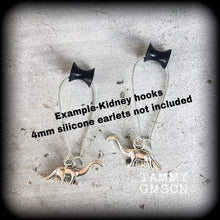 Load image into Gallery viewer, Dinosaur earrings Diplodocus T Rex Dinosaur jewelry T-Rex Science earrings Jurassic earrings Tunnel earrings Plug earrings Pierced ears 3mm