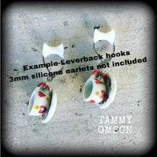 Load image into Gallery viewer, Tea cup earrings Tea Party Heart earrings Tea cup jewelry Alice in Wonderland 5mm Tunnel earrings 4mm Tunnel dangles 3mm Plug earrings Plugs