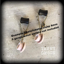 Load image into Gallery viewer, Tea cup earrings Tea Party earrings Kawaii earrings Pink earrings Alice in Wonderland 3mm plug earrings 3mm plug dangles 6mm tunnel earrings