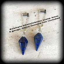 Load image into Gallery viewer, 2 gauge ear weights Light weight ear hangers Lapis Lazuli 6mm gemstone tapers Tunnel dangles Hanging gauges 6mm plug dangles Gauged earrings