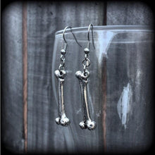 Load image into Gallery viewer, Fibula earrings Leg bone earrings Halloween earrings Tibia earrings Bone earrings Skeleton earrings Gauged earrings Zombie earrings Gauges