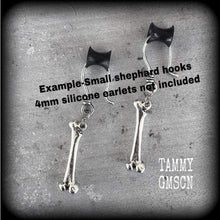 Load image into Gallery viewer, Fibula earrings Leg bone earrings Halloween earrings Tibia earrings Bone earrings Skeleton earrings Gauged earrings Zombie earrings Gauges