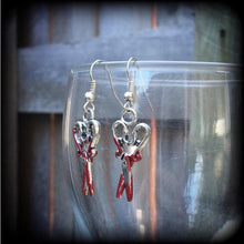 Load image into Gallery viewer, Scissors earrings Halloween earrings Horror movie earrings Psycho earrings Mudrer weapons Gore earrings Morgue earrings Plug earrings Gauges