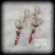 Load image into Gallery viewer, Halloween earrings Scissor earrings Gothic earrings Emo earrings Horror Slasher B Grade movie Scissorhands Psycho earrings Novelty earrings