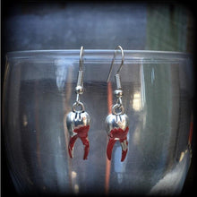 Load image into Gallery viewer, Molar teeth earrings Tooth fairy earrings Tooth earrings Dentist earrings Halloween earrings Costume earrings Cosplay earrings Zombies 6g