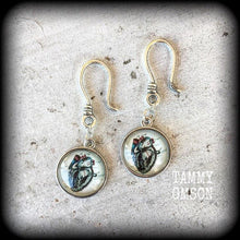 Load image into Gallery viewer, Zombie heart earrings Halloween earrings Anatomical heart earrings Horror earrings B-Grade Plug earrings Gauges Tunnel dangles Pierced ears