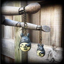 Load image into Gallery viewer, Totoro earrings Kawaii Ear hangers Anime Ghibli Japanese Cat Studio Ghibli Pierced ears Tunnel dangles Tunnel earrings Plug dangles 00g 0g