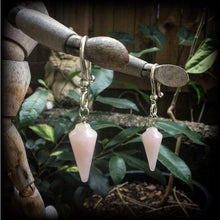 Load image into Gallery viewer, Rose Quartz ear weights 2 gauge ear hangers 4 gauge tunnel dangles Hanging gauges 8mm gauged earrings Plug dangles Light weights ear weights