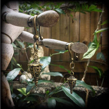 Load image into Gallery viewer, Japanese ear hangers 4mm 6 gauge Bronze ear weights 5mm plug dangles Hanging gauges 8mm tunnel dangles 10mm Gauged earrings 00g 0g 2g 4g 6g