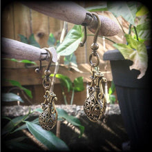 Load image into Gallery viewer, Ear weights 2 gauge 0 gauge bronze ear weights 6mm ear hangers Hanging gauges 8mm gauged earrings 3mm tunnel dangles 4mm plug dangles 00g 0g