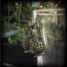 Load image into Gallery viewer, Genie earrings Lamp earrings Jeannie earrings Dangle earrings Statement earrings Big earrings Pierced ears Aquarius earrings Water earrings