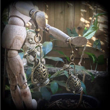 Load image into Gallery viewer, Genie Lamp earrings for stretched lobes, Light weight ear weights, Tunnel dangles, Hanging gauges, Gauged earrings, Plug dangles, Bronze 2g