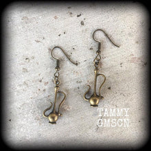 Load image into Gallery viewer, Hookah earrings Pipe earrings Vape earrings Bong earrings Shisha earrings Alice in Wonderland earrings Caterpillar earrings Tunnel dangles