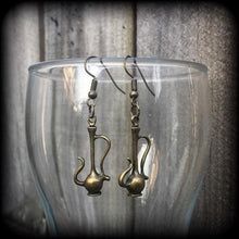 Load image into Gallery viewer, Hookah earrings Pipe earrings Vape earrings Bong earrings Shisha earrings Alice in Wonderland earrings Caterpillar earrings Tunnel dangles