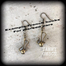 Load image into Gallery viewer, Hookah earrings Pipe earrings Vape earrings Bong earrings Shisha earrings Alice in Wonderland earrings Caterpillar earrings Tunnel dangles