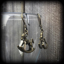 Load image into Gallery viewer, Rocking horse earrings Animal earrings Horse jewelry Equine earrings Carousel earrings Plug earrings Tunnel earrings Pierced ears Gauges