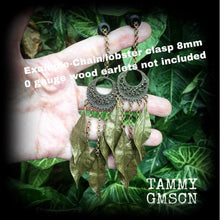 Load image into Gallery viewer, Dangle earrings Artemis earrings Leaf earrings 3mm 4mm plug dangles Statement earrings 6mm 7mm 8mm tunnel dangles Bronze Tunnel earrings