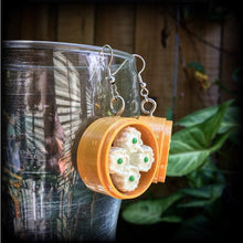 Load image into Gallery viewer, Dumpling earrings Pork Bun Bao Chinese Gyoza Yum Cha Food earrings Ear hangers Gauged earrings Tunnel dangles Plug earrings 0g 2g 4g 6g 8g