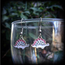 Load image into Gallery viewer, Dinosaur earrings Stegosaurus earrings Dinosaur jewelry Jurassic earrings T Rex 4mm tunnel earrings Reptile jewelry 6 gauge plug earrings