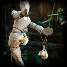 Load image into Gallery viewer, Milk jug earrings 8 gauge tunnel dangles Ceramic earrings  Alice in Wonderland Devonshire tea 8g tunnel dangles Plug earrings Gifts for her