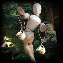 Load image into Gallery viewer, Milk jug earrings 8 gauge tunnel dangles Ceramic earrings  Alice in Wonderland Devonshire tea 8g tunnel dangles Plug earrings Gifts for her