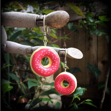 Load image into Gallery viewer, Donut earrings Junk food earrings Rockabilly earrings Cosplay earrings Cake earrings Plug earrings Tunnel earrings 3mm tunnel dangles Gauges