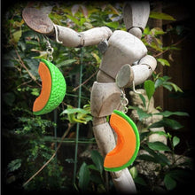 Load image into Gallery viewer, Melon earrings Rockmelon earrings Vegan earrings Fruit jewelry Vegetable Novelty earrings Tunnel earrings Plug earrings Gifts for her Gauges